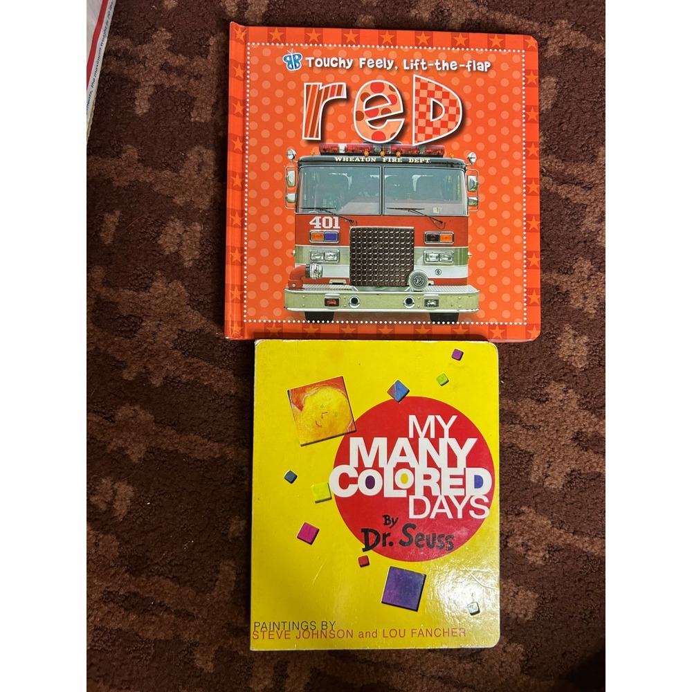 Dr Seuss My Many Colored Days and Busy Baby Red Touchy Feely Board Book Set